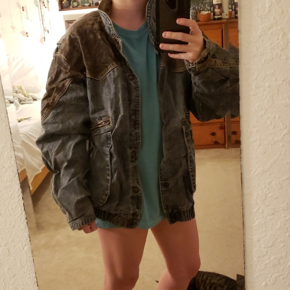 Vintage Leather and denim Dual Control jacket.